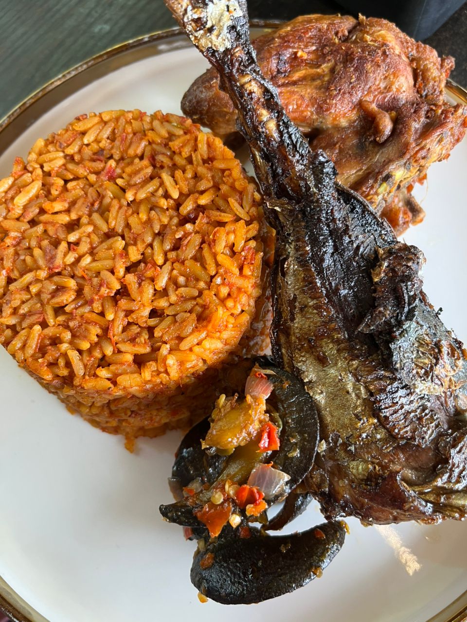 Jollof Chicken and fish